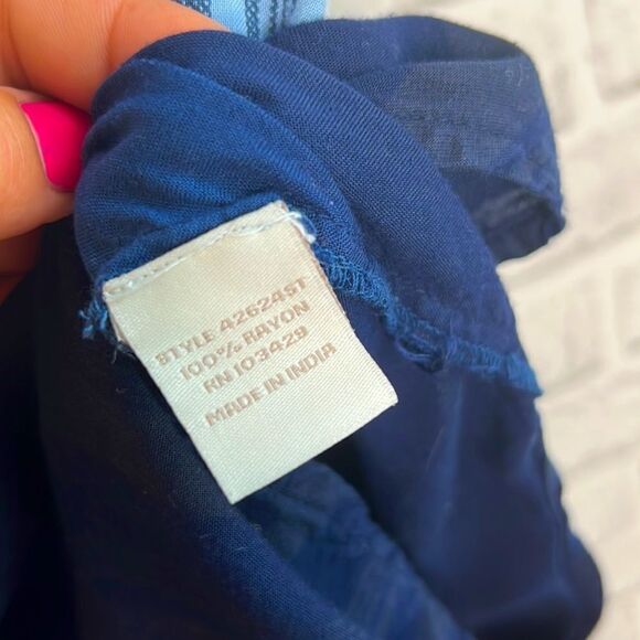 KC Khakis & Company Striped Ombre Button Down Shirt Y2K Grunge Boho Size Medium - Picture 9 of 9